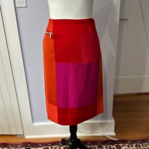 Per Se Pink/Red/Orange Colorful Women's lined pencil skirt. Size 10. Like new!